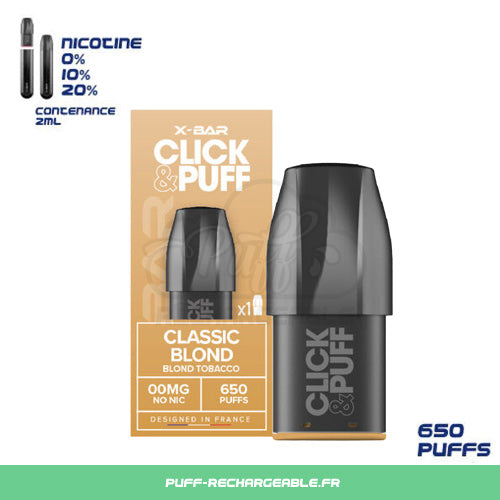 Pods Recharge X-Bar Click & Puff | Saveur Classic Blond | Capsule X-bar Click & Puff