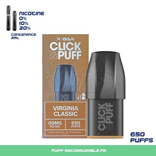 X Bar Recharge Click & Puff | Goût Classic Virginia