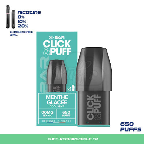 X-bar Click & Puff Goût Milkshake Fraise | Pod Recharge Puff Réutilisable