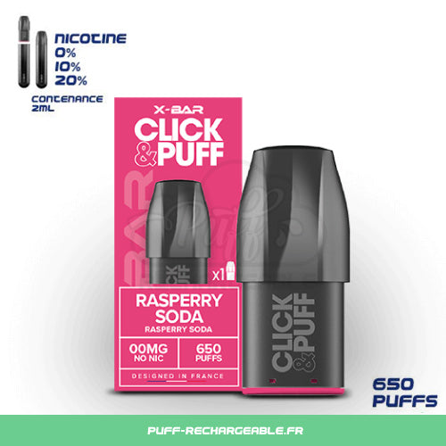 Pods Puff X-Bar Click & Puff | Saveur Raisin Glacé | Recharge X-bar Click & Puff