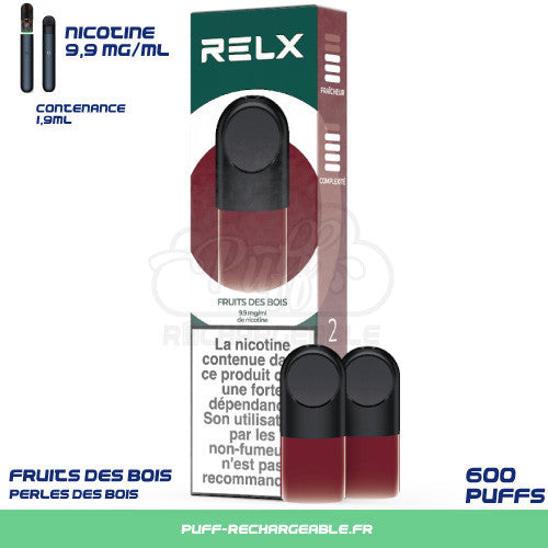 Relx goût perle des bois, relx fruit des bois, recharge perle fruit bois relx, Relx pro pré-remplis