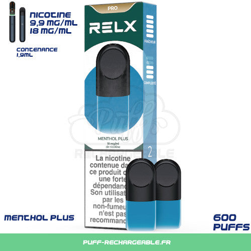 Relx menthol, relx menthe, relx pod menthol frais, relx menthol pas cher, Relx pro pré-remplis